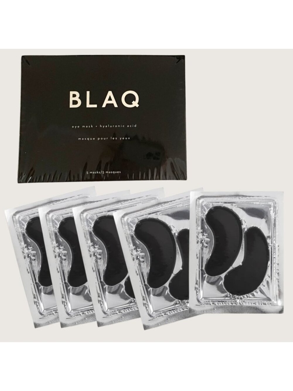 Blaq Eye Mask With Hyaluronic Acid 5 Pack Detox De Puff Charcoal Infused Masks F